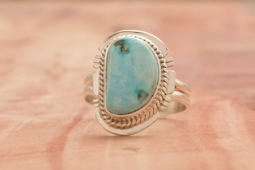Genuine Kingman Turquoise Sterling Silver Navajo Ring